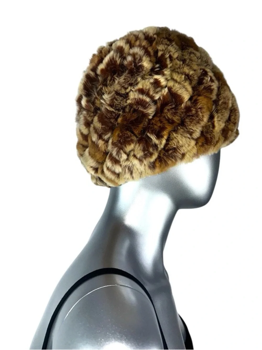 Snow Top Knitted REX RABBIT Hat, One Size 21”-24” w/Stretch, Certified Vintage